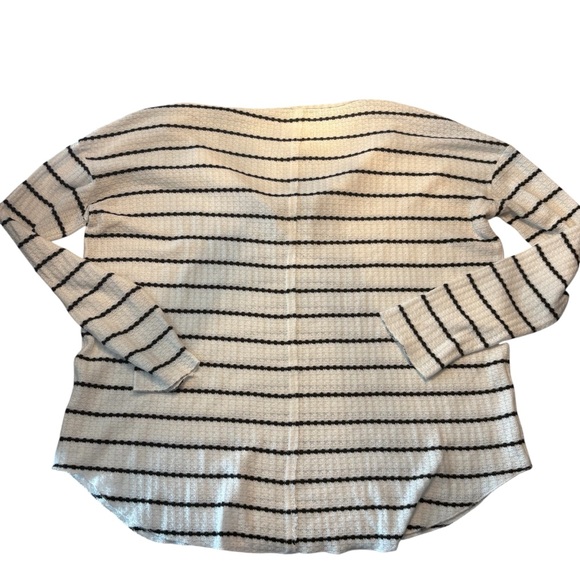 CHASER Thermal Henley Waffle Knit Oversized Striped Long Sleeve Shirt Size M - Picture 3 of 6